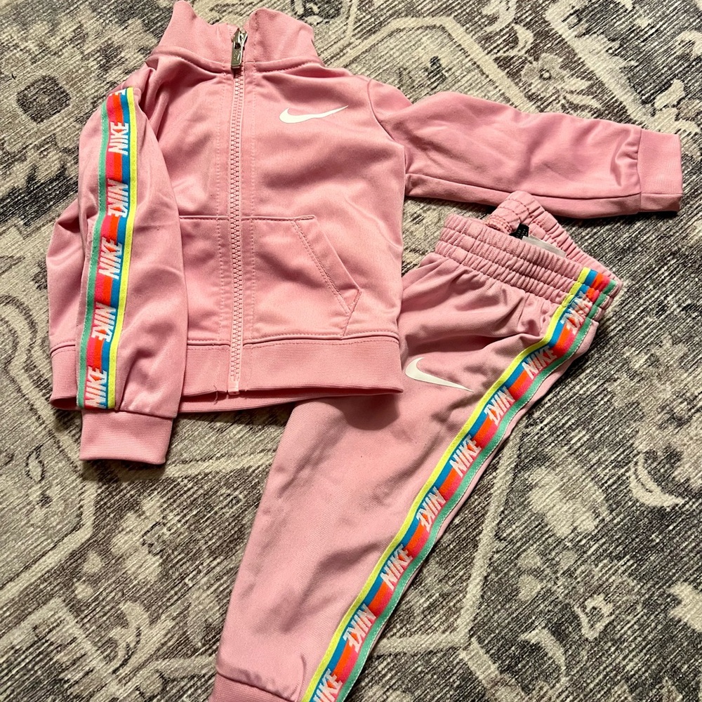 Nike Pink Sweatpants with Colorful Stripes